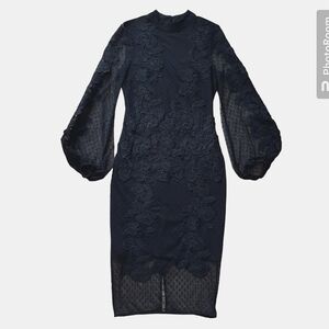 Seed Heritage Black Lace Midi Dress